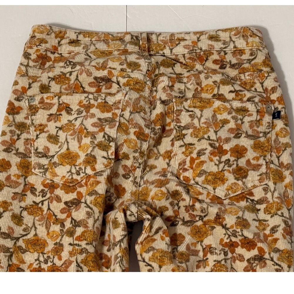 Pilcro The Icon Floral Print Corduroy Flare Jeans, Beige & Gold, Size 28 - Picture 4 of 9